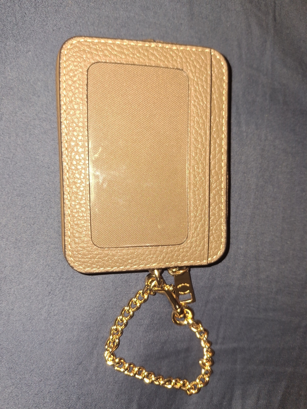 Coach Pebbled Leather Card Case with Chain - Brown/Gold - Picture 2 of 8